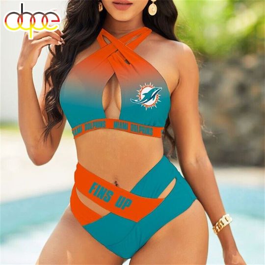 Miami Dolphins Crisscross Swimsuit, Beach Swimsuit, Gift For Fan, Women