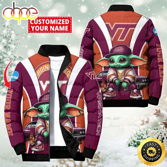 Discover NCAA Virginia Tech Hokies Sport Baby Yoda Puffer Jacket For Fans