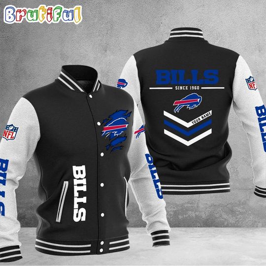 Buffalo Bills Football Team Personalized Varsity Baseball Jacket