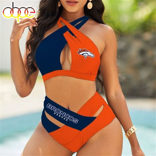 Denver Broncos Crisscross Swimsuit, Beach Swimsuit, Gift For Fan, Women