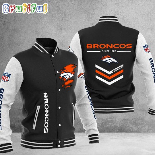 Denver Broncos Football Team Personalized Varsity Baseball Jacket