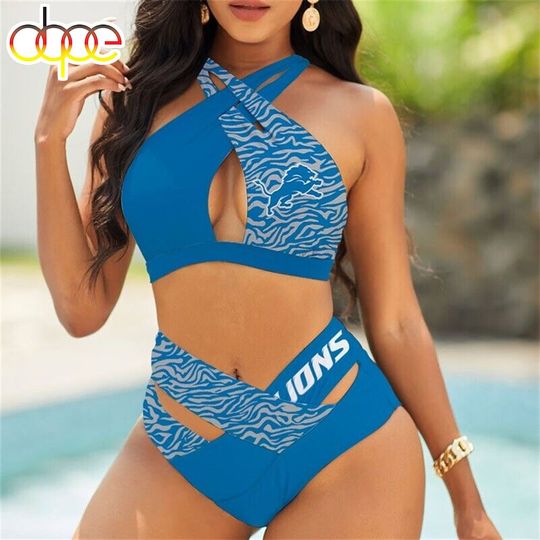 Detroit Lions Crisscross Swimsuit, Beach Swimsuit, Gift For Fan, Women