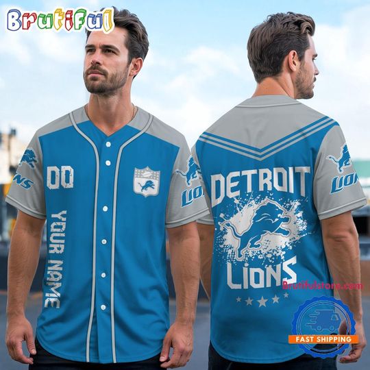 football Detroit Lions Personalized Baseball Jersey