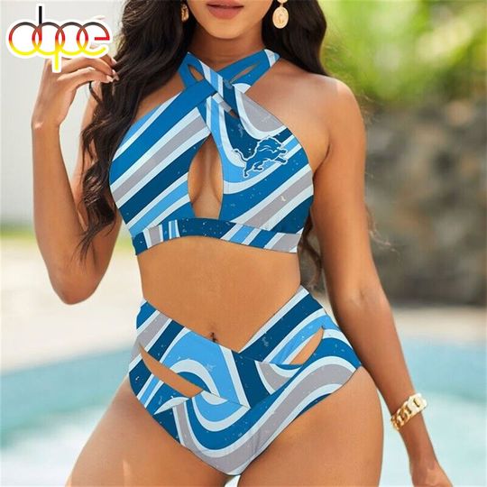 Detroit Lions Crisscross Swimsuit, Beach Swimsuit, Gift For Fan, Women