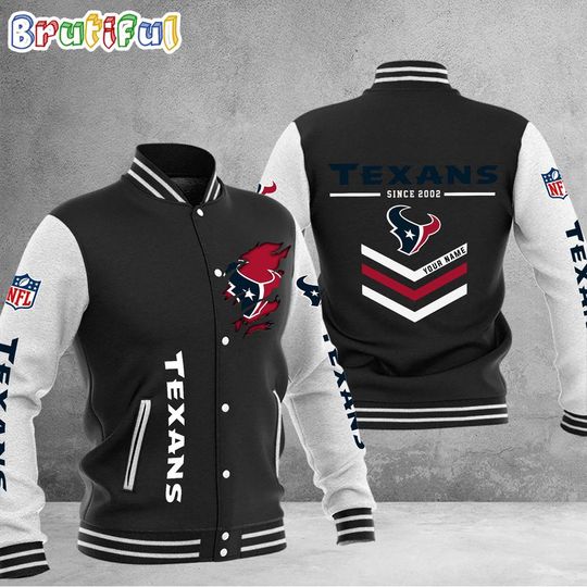 Houston Texans Football Team Personalized Varsity Baseball Jacket