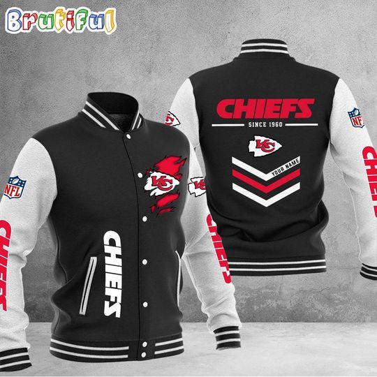 Kansas City Chiefs Football Team Personalized Varsity Baseball Jacket