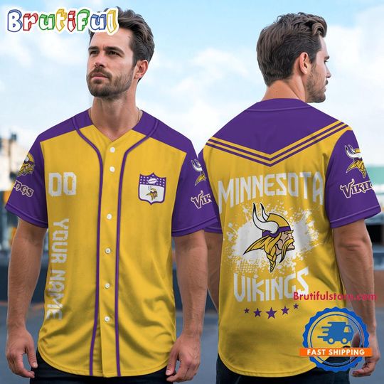 football Minnesota Vikings Personalized Baseball Jersey
