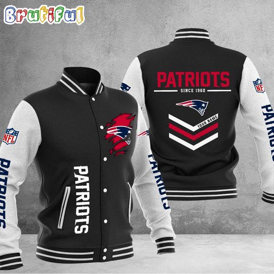 New England Patriots Football Team Personalized Varsity Baseball Jacket