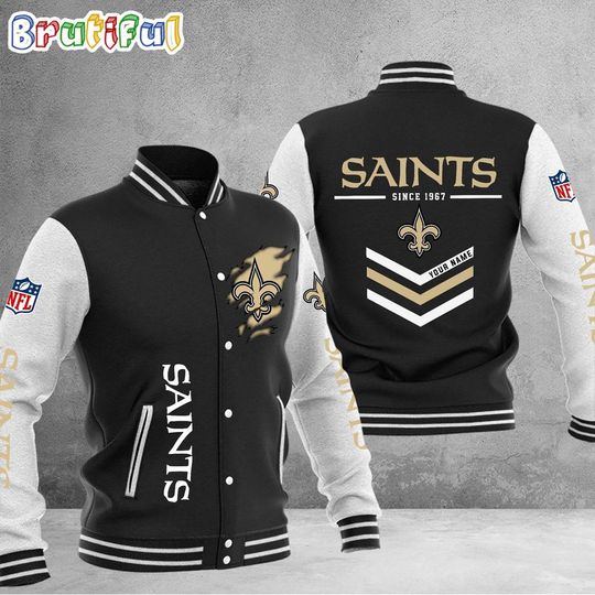 New Orleans Saints Football Team Personalized Varsity Baseball Jacket