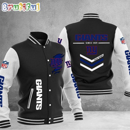 New York Giants Football Team Personalized Varsity Baseball Jacket