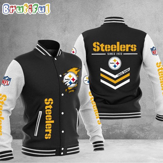 Discover Pittsburgh Steeler Football Team Personalized Varsity Baseball Jacket