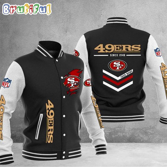 San Francisco 49ers Football Team Personalized Varsity Baseball Jacket