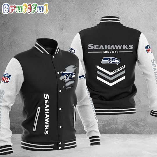 Seattle Seahawks Football Team Personalized Varsity Baseball Jacket