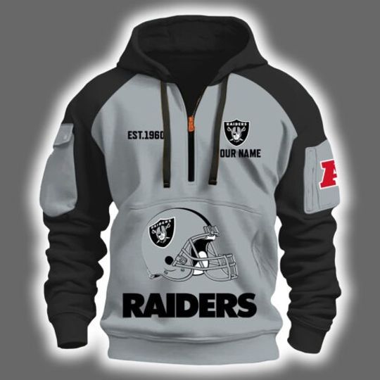 Personalized 2025 Raider Est 1960-Quarter Zip Hoodie