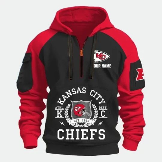 Discover Personalized Chief Est 1959 Athl Dept Quarter Zip Hoodie