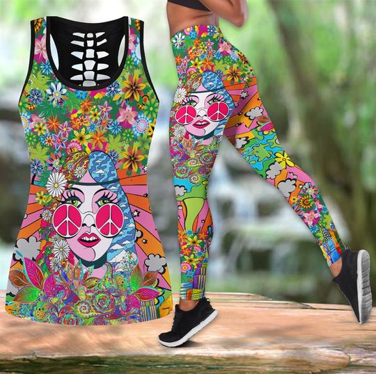 Tropical Hippie Girl Wear Glasses All Over Women Tank Top & Leggings