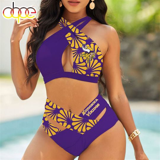 Minnesota Vikings Crisscross Swimsuit, Beach Swimsuit, Gift For Fan, Women