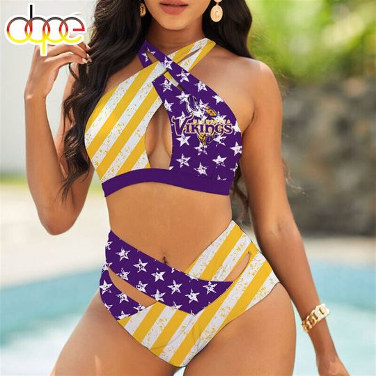 Discover Minnesota Vikings Crisscross Swimsuit, Beach Swimsuit, Gift For Fan, Women