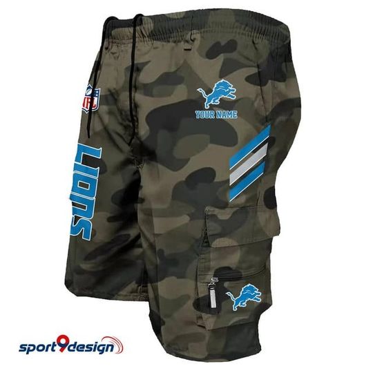 Detroit Lions Personalized Multi-Pockets Man Shorts