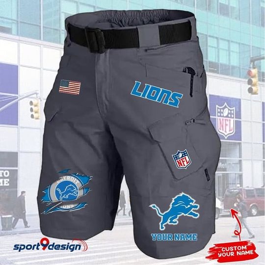 Detroit Lions Limited Edition Front Pockets Men Shorts (Belt Not Included)