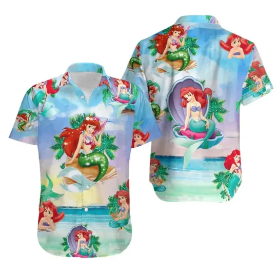 Discover Little Mermaid Movie Hawaiian Button Down Shirt