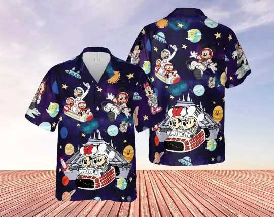 Discover Mickey And Friends Hawaiian Button Down Shirt