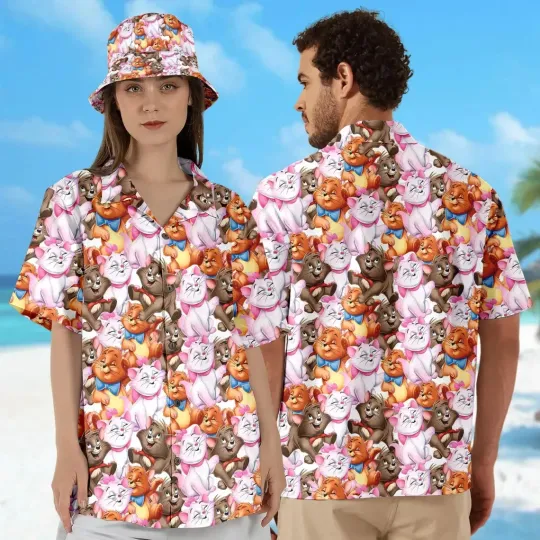 Aristocats Characters Hawaiian Button Down Shirt