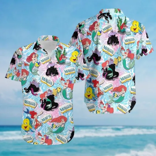 Discover Little Mermaid Movie Hawaiian Button Down Shirt