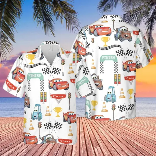 Lightning McQueen Hawaiian Button Down Shirt