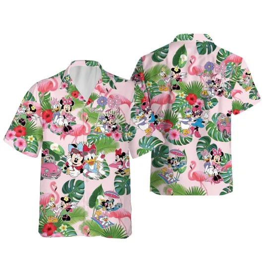 Discover Daisy Duck & Minnie Hawaiian Button Down Shirt