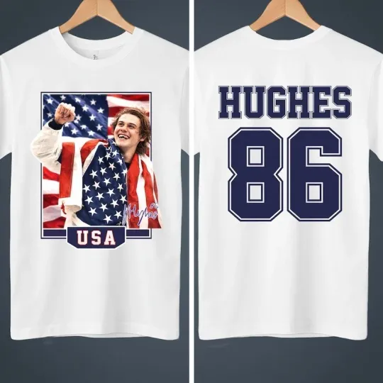 Discover Jack Hughes USA Hockey Double Sided T-Shirt