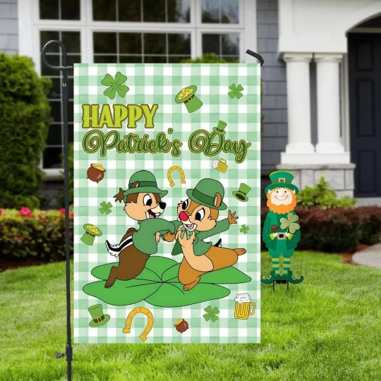 Chip and Dale Garden Flag, St. Patrick's Day Flag