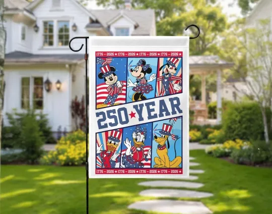 Discover 250 Years Of Freedom Mickey & Friends Garden Flag, 4th Of July Flag