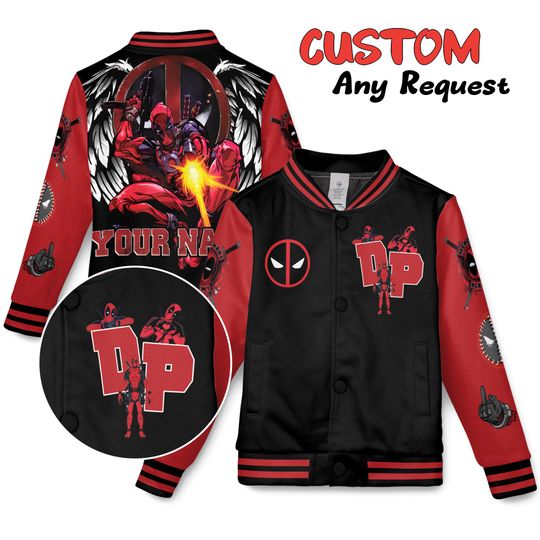 Deadpool Baseball Jacket, Deadpool Jacket, Deadpool Jacket Men, Superhero Jacket, Maximum Effort Jacket