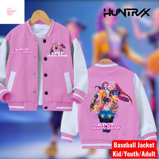 Huntrix Kpop Demon Hunters Baseball Jacket, Rumi Mira Zoey Varsity Jacket, Kid Youth Adult Huntrix Jacket
