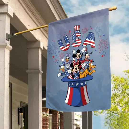 Discover Personalized Mickey And Friends Garden Flag, 4th Of July Double-sided Flag