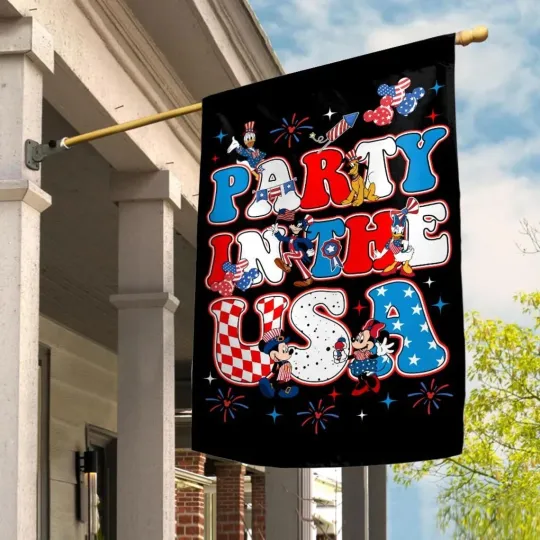 Discover Mouse And Friends Flag, 4th Of July Flag