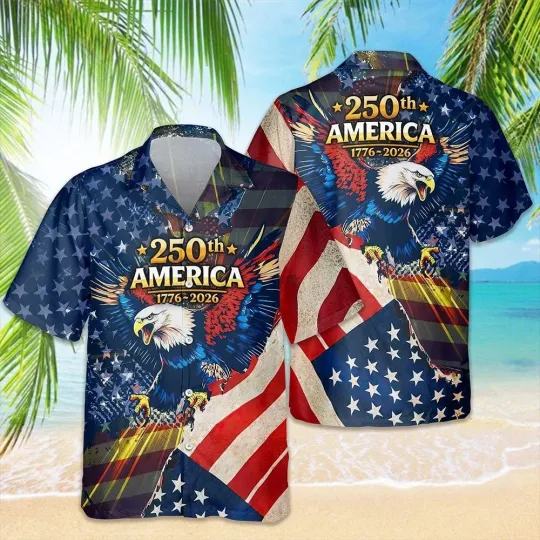 Discover Flag Freedom 4th Of July 250th Year America Anniversary Blue Hawaiian Shirt