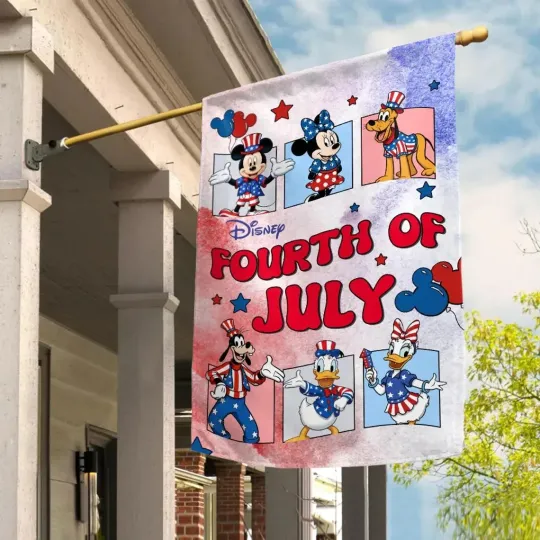 Discover Mickey and Friends House Flag, 4th Of July Flag