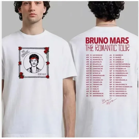 Discover Romantic Retro Concert Graphic Tee With 2026 Music Tour Dates, Vintage 2 sides