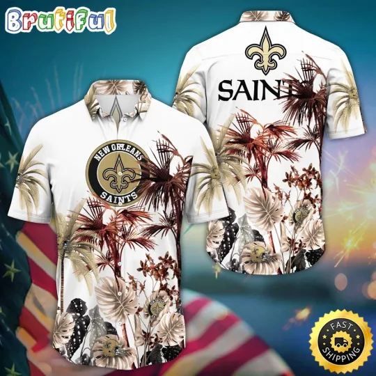Discover football New Orleans Saintss Hawaiian Shirt Palm Tree Aloha Shirt For Fans