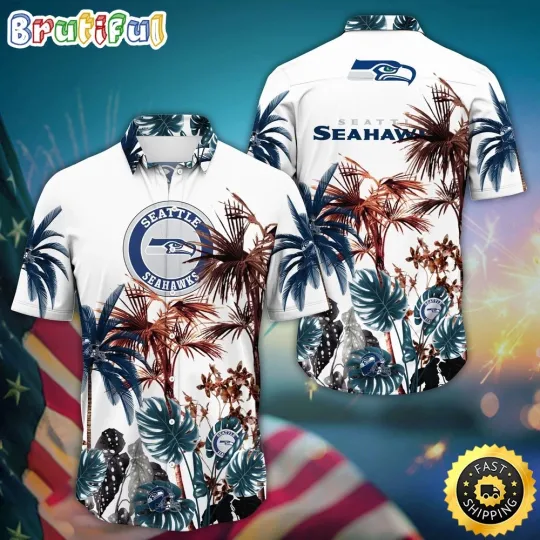 Discover football Seattle Seahawkss Hawaiian Shirt Palm Tree Aloha Shirt For Fans