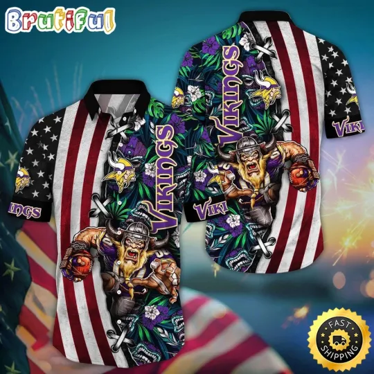 Discover football Minnesota Vikingss Hawaiian Shirt Mascot Aloha Summer Shirt