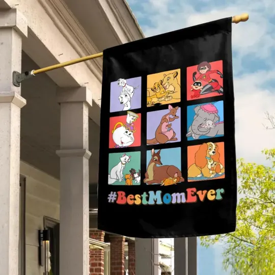 Best Mom Ever House Flag, Disney Mom Characters Flag