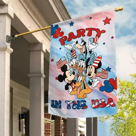Discover Mickey & Friends Patriotic House Flag, 4th Of July Flag