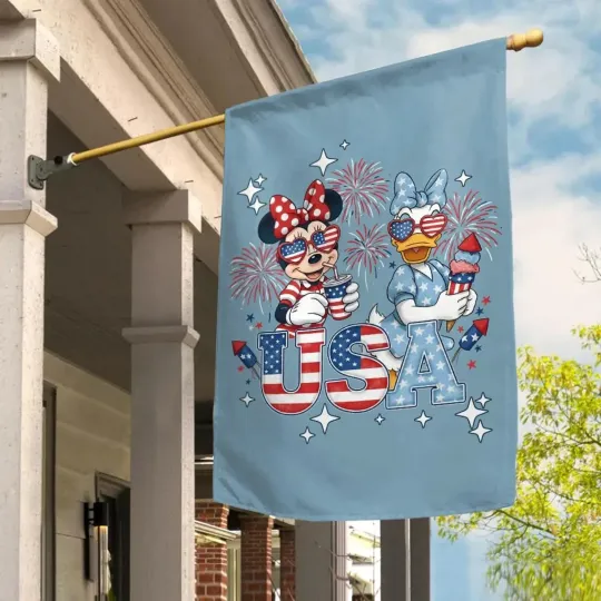 Discover Minnie Mouse Daisy Duck House Flag, 4th of July Flag
