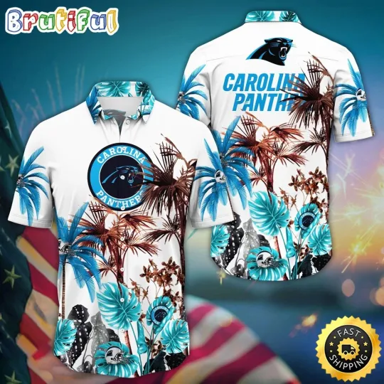 football Carolina Pantherss Hawaiian Shirt Palm Tree Aloha Shirt For Fans