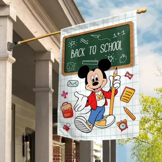 Discover Personalized Back to School House Flag, Mickey Mouse Flag