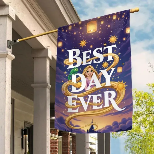 Personalized Best Day Ever Tangled House Flag, Rapunzel Princess Flag