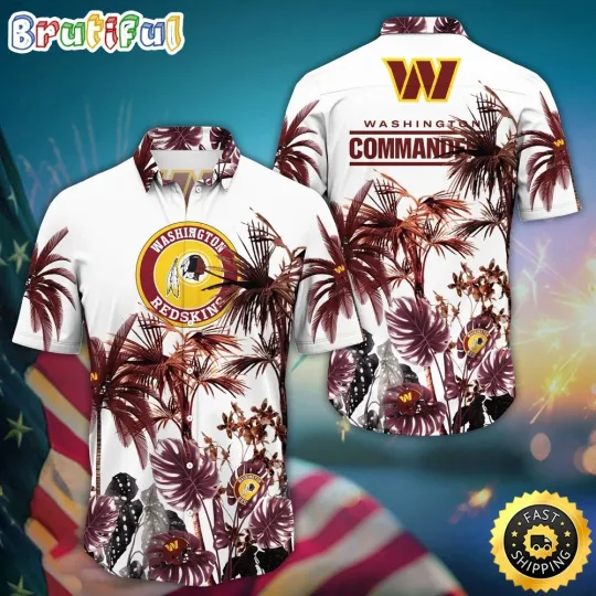 Discover football Washington Commanderss Hawaiian Shirt Palm Tree Aloha Shirt For Fans
